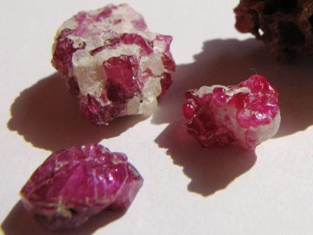 Raw Ruby gemstones